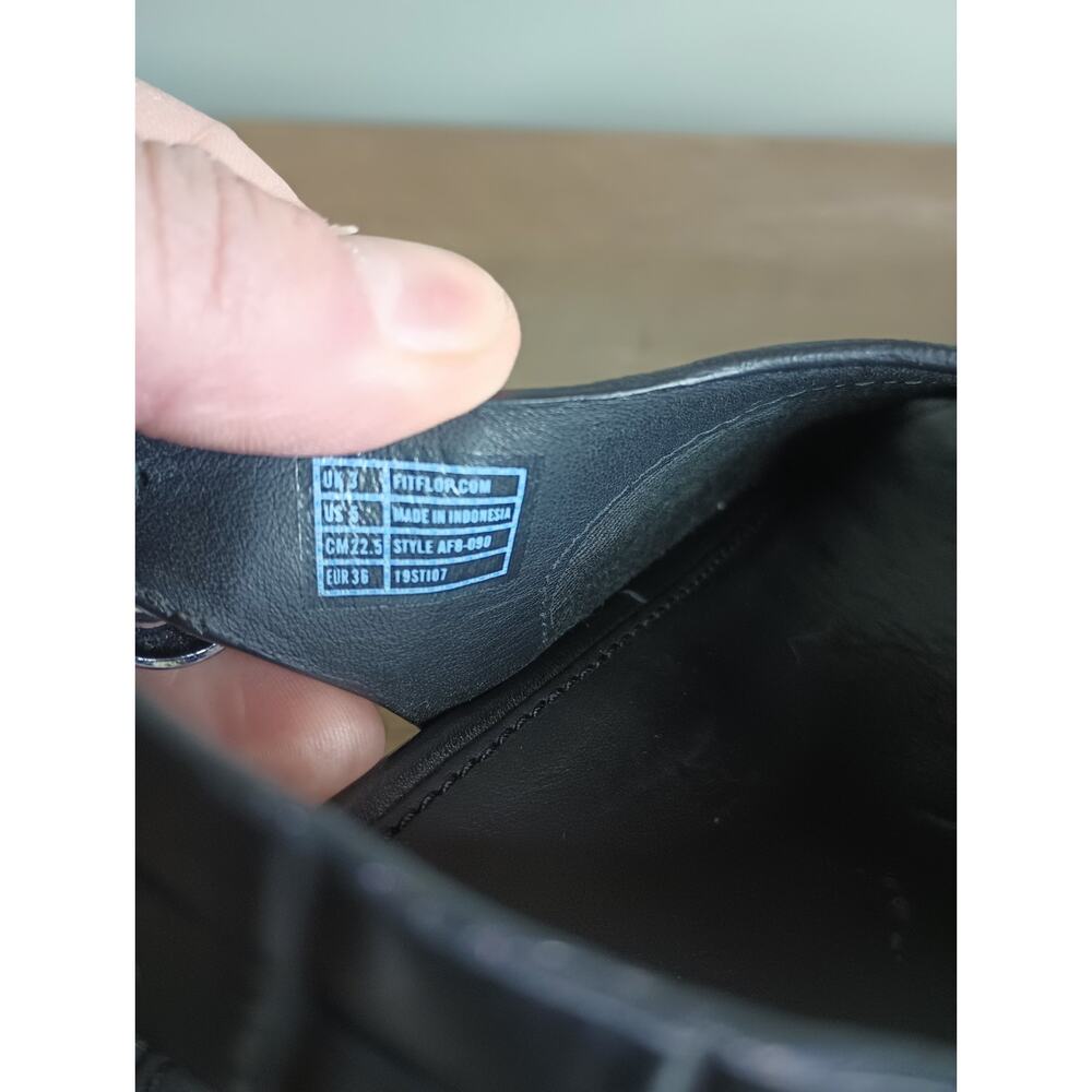 FitFlop Eloise Croc Print Wedge Back Strap Sandals Womens 5 Black Platform - Picture 12 of 13